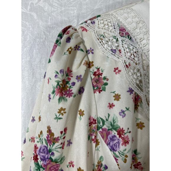 Whirlaway Frocks Vintage Blouse 16WP PETITE Wide Lace Collar Floral Cottage - Picture 4 of 13